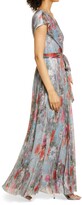 Thumbnail for your product : Eliza J Metallic Floral Drape Shoulder Gown