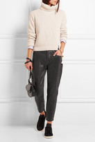 Thumbnail for your product : Frame Le Garcon Stretch-leather Slim Boyfriend Pants - Charcoal