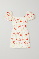 Thumbnail for your product : De La Vali Koko Floral-print Cotton-blend Poplin Mini Dress - White