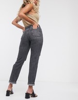 Thumbnail for your product : Topshop mom jeans with double knee rips in washed black