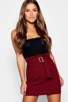 Thumbnail for your product : boohoo Petite Buckle Detail Belted Mini Skirt