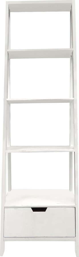 4 Shelf Wooden Ladder Bookcase With, 16 Wide White Bookcase