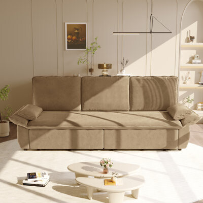 Latitude Run King Size Pull Out Sofa Bed Convertible Corduroy Sleeper Sofa