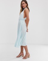 Thumbnail for your product : ASOS DESIGN Halter Pleated Waisted Midi Dress