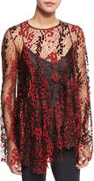 Thumbnail for your product : Opening Ceremony Long-Sleeve Enamel Glitter Sheer Top, Blaze Red
