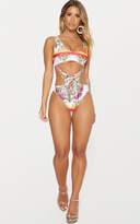 Thumbnail for your product : PrettyLittleThing White Baroque Under Bust Cut Out Swimsuit