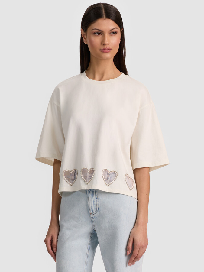 Alice + Olivia Evan Heart Cutout Tee