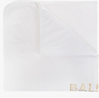 Balmain Kids Cotton Baby Blanket Unisex - White
