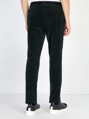 Ermenegildo Zegna Cotton And Cashmere Blend Corduroy Trousers - Mens - Green