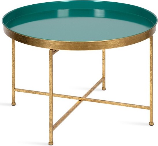 Kate and Laurel KateandLaurelCeliaRoundMetalCoffeeTable28.25x28.25x19TealandGold