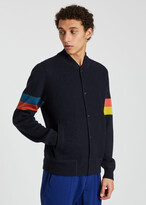 Thumbnail for your product : Paul Smith Dark Navy Knitted Wool Bomber Jacket With 'Artist Stripe' Sleeves