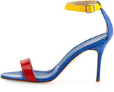 Thumbnail for your product : Manolo Blahnik Chaos Colorblock Patent Ankle-Strap Sandal, Blue