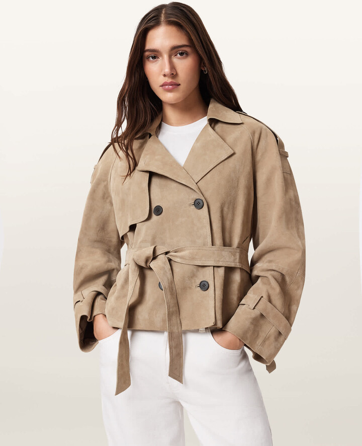 Reed Cropped Suede Trench Coat
