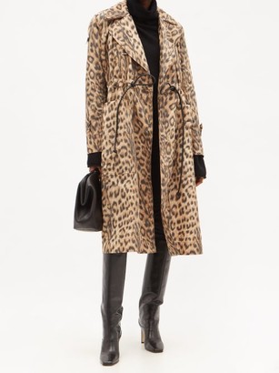 Victoria Beckham Drawstring-waist Leopard-print Shell Coat - Brown