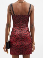 Thumbnail for your product : Dolce & Gabbana Bustier-bodice Leopard-print Twill Mini Dress - Red