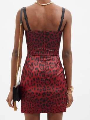 Dolce & Gabbana Bustier-bodice Leopard-print Twill Mini Dress - Red