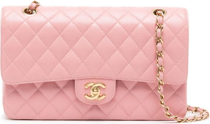 Chanel Pink Quilted Caviar Timeless CC Medium Shoulder Bag Gold Hardware, 2004-2005 (Like New)