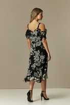 Thumbnail for your product : Wallis PETITE Monochrome Floral Print Ruffle Hem Dress