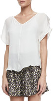 Thumbnail for your product : Halston Lace-Side Silk Top