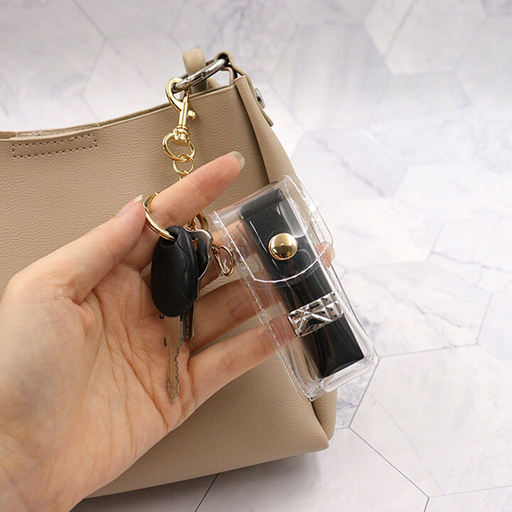 NONE Chapstick Pouch Keychain Transparent PVC Fashion Lipstick Holder For Outdoor Lip Balm Lipsticks Keyrings Accessory