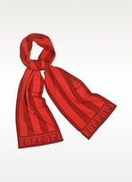 Thumbnail for your product : Ferrari Red Striped Signature Knit Wool Scarf