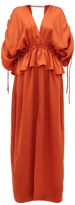 copper satin maxi dress