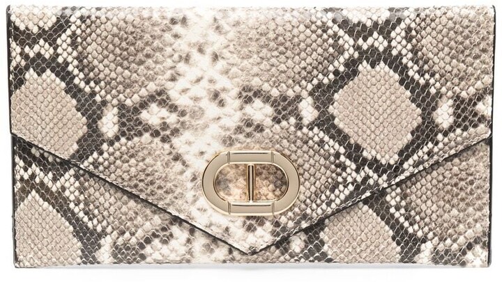 snakeskin envelope clutch