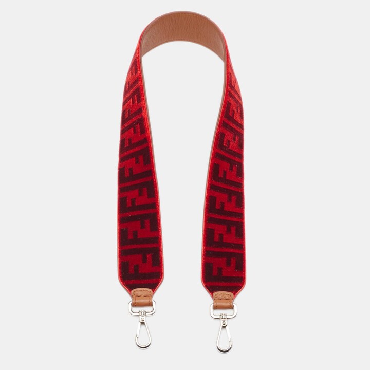 Fendi Red/Burgundy Zucca Velvet Strap You Shoulder Bag Strap - ShopStyle