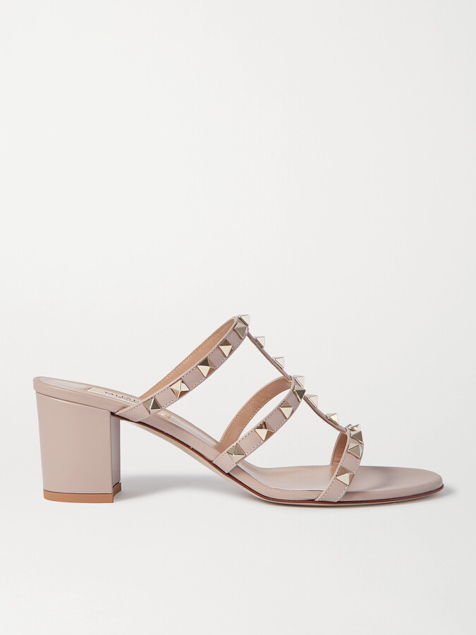 Valentino Garavani Rockstud 60 Leather Mules - Neutrals