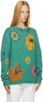 Thumbnail for your product : The Elder Statesman Green Cashmere Blomerth Bloom Sweater