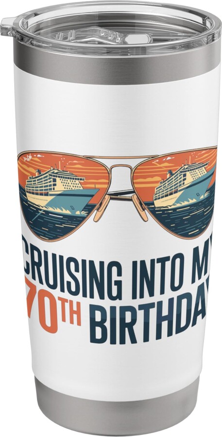 Cruise Ship Birthday Celebration Cruising Into My 70th Birthday Fun Stainless Steel Insulated Tumbler
