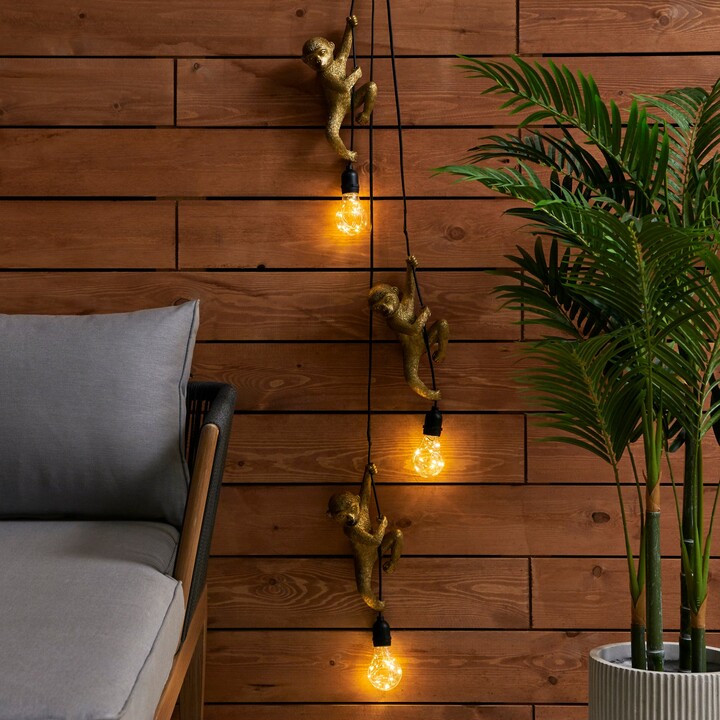 Dunelm 3 Solar Hanging Monkey Outdoor String Lights Gold ShopStyle