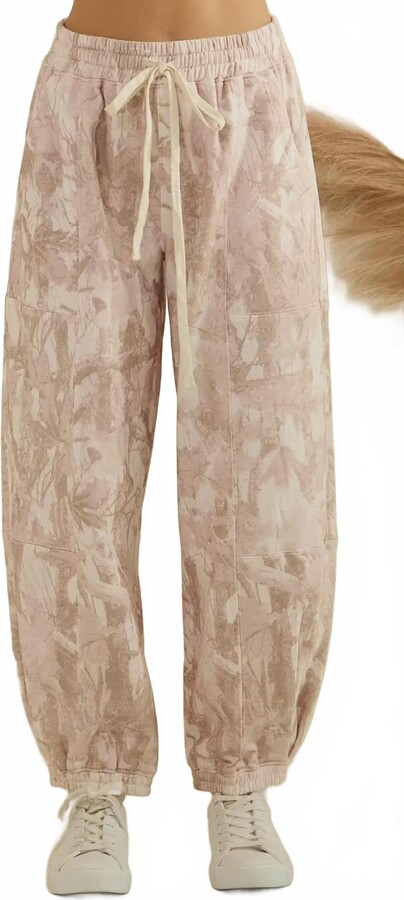 VERVET BY FLYING MONKEY Women's French Terry Jogges Pants In Natural Camo
