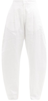 ALBUS LUMEN Sokol Linen Curved-leg Trousers - White