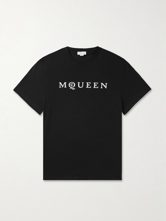 Alexander McQueen Logo-Flocked Cotton-Jersey T-Shirt