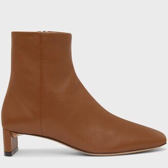 camel leather ankle booties