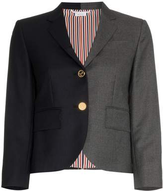 Thom Browne stripe detail two-tone silk blazer