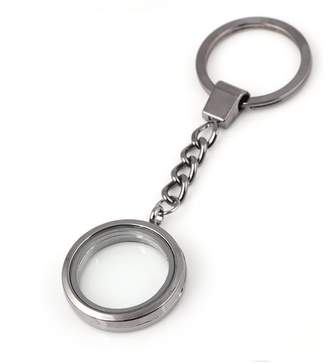 WeiVan Plated 30mm Round Living Memory Locket Keychain Glass Floating Charm Locket Key Ring