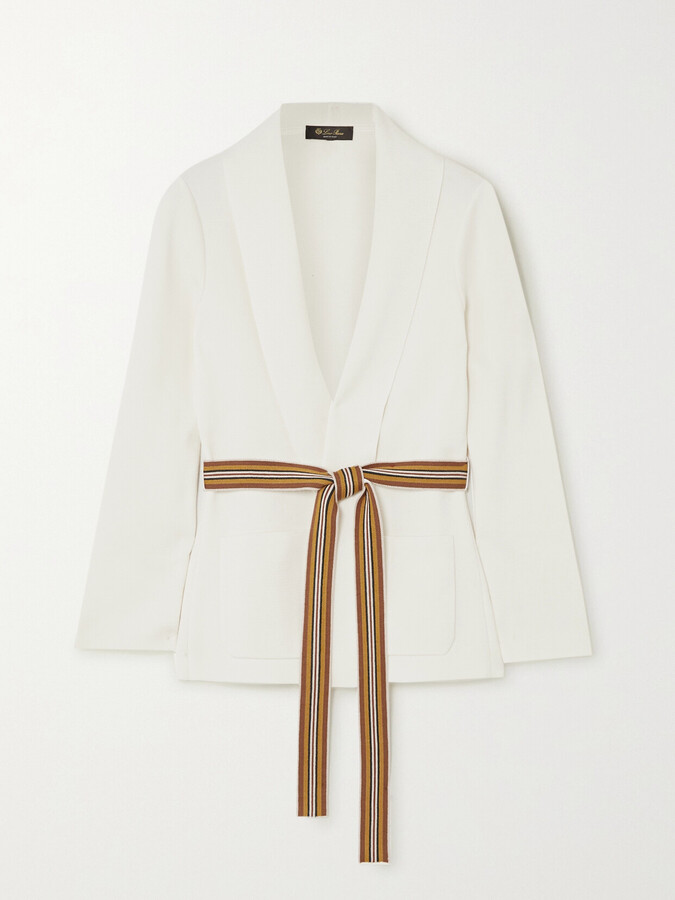 Loro Piana Belted Silk And Cotton-blend Cardigan - Ivory