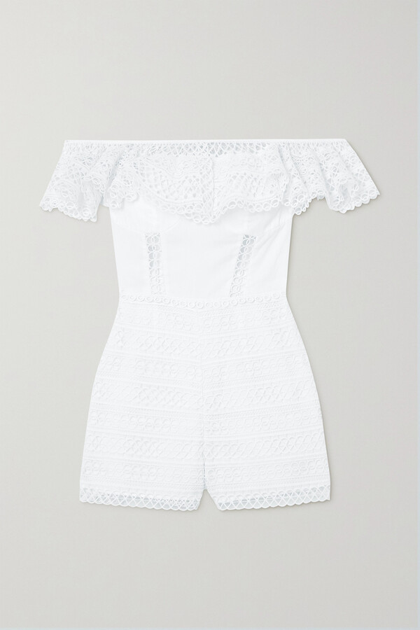 Charo Ruiz Ibiza Cotton-blend Poplin And Crocheted Lace Playsuit