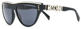 Thumbnail for your product : Moschino Silver Trimmed Flat Top Cat-Eye Sunglassess