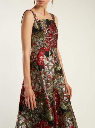 Erdem Polly Flower-jacquard Dress - Womens - Black Print