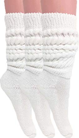 Aws American Made Slouch Socks Cotton Scrunch Knee High Extra Long And