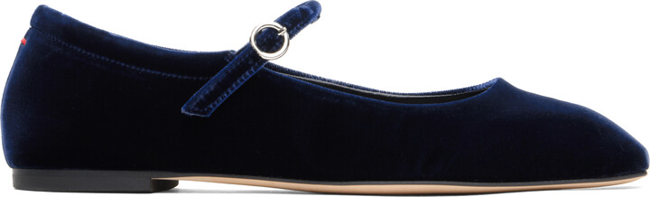AEYDĒ Navy Uma Velvet Mary-Jane Ballerina Flats
