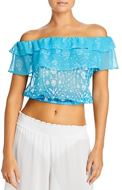 Ramy Brook Womens Printed Milo One Shoulder Cropped Top 