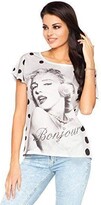 Thumbnail for your product : FUTURO FASHION Smart Cotton Top Marilyn Monroe Character Boat Neck Loose Fit Universal Size 8-12 UK FT1802 Ashen