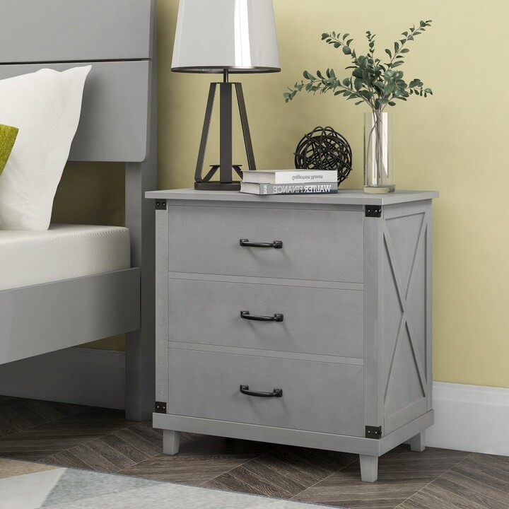 Modern Bedroom Nightstand with 3 Drawers Storage ShopStyle Chests