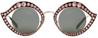 Gucci Cat eye metal glasses with crystals