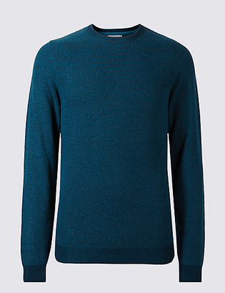 M&S Collection Pure Cotton Textured Crew Neck