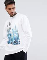 Thumbnail for your product : Armani Exchange City Print Crew Neck Sweat In White